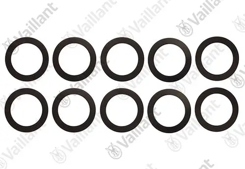 Vaillant Dichtungen, in schwarz, angeordnet in zwei Reihen zu je fünf Ringen. Ideal für verschiedene Anwendungen in Heizungs- und Sanitärsystemen.